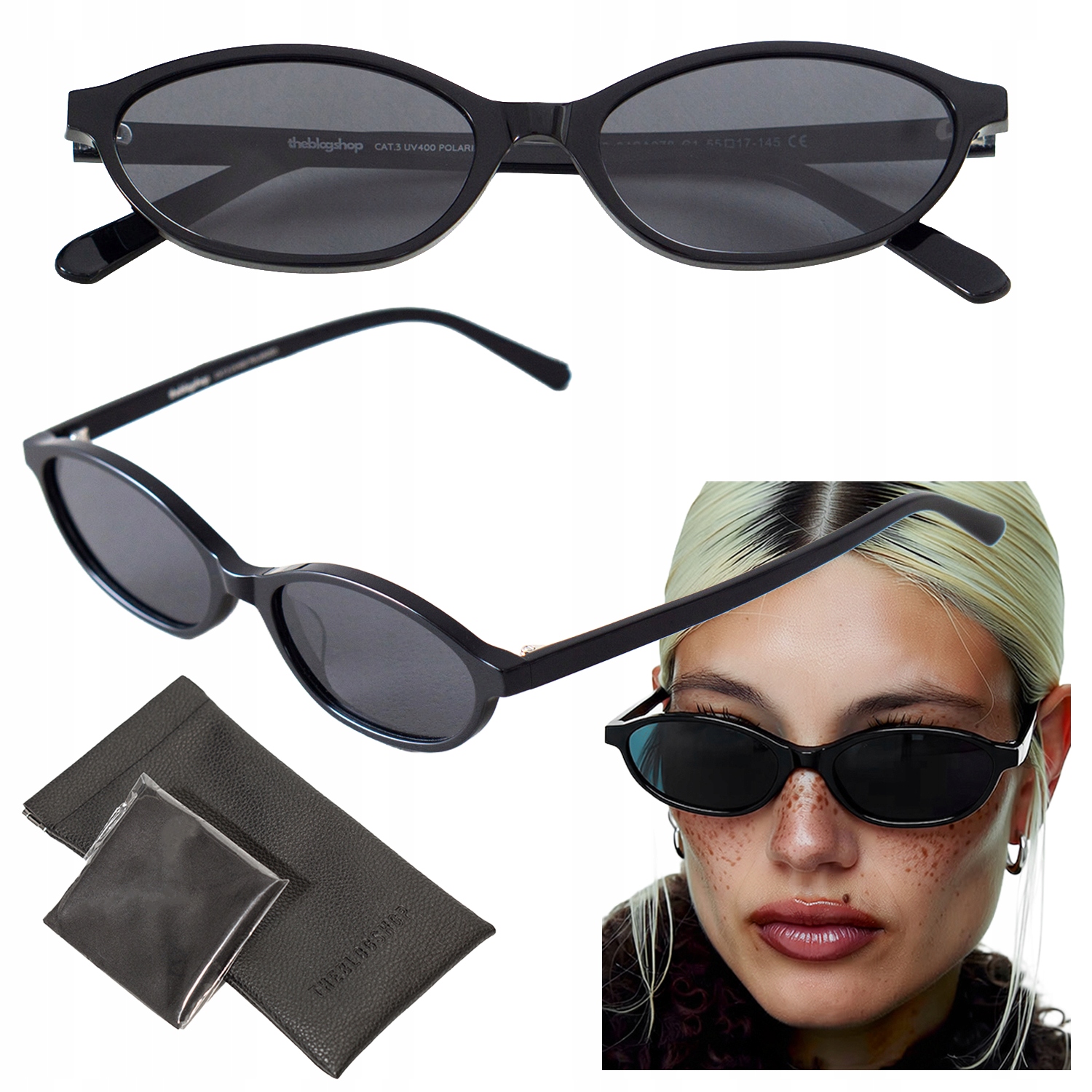 Sluneční brýle Polarizace dámské černé vintage úzké UV400