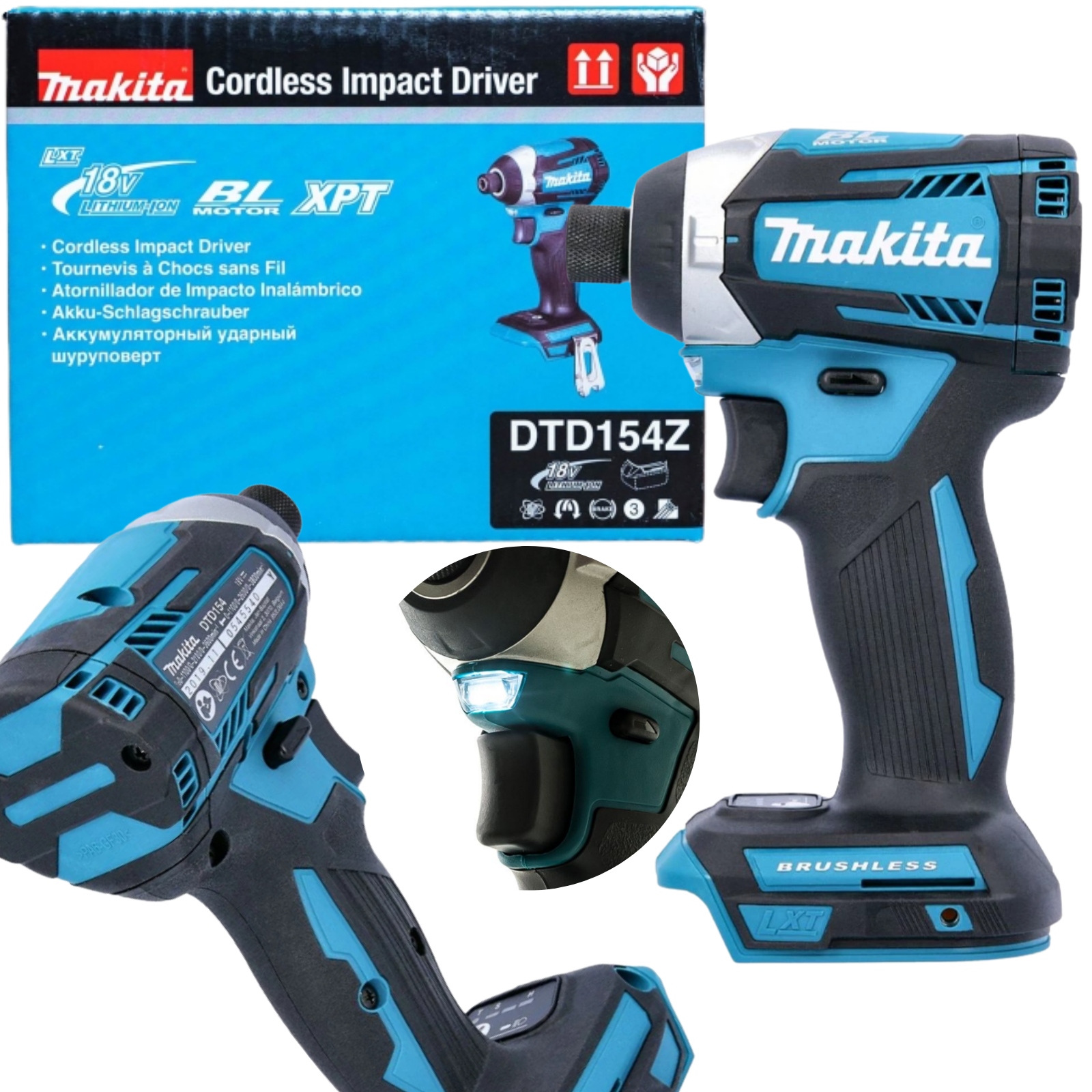 Zakrętarka udarowa 18V Lxt Bl 175Nm 1/4" Makita DTD154Z Body Li-lon