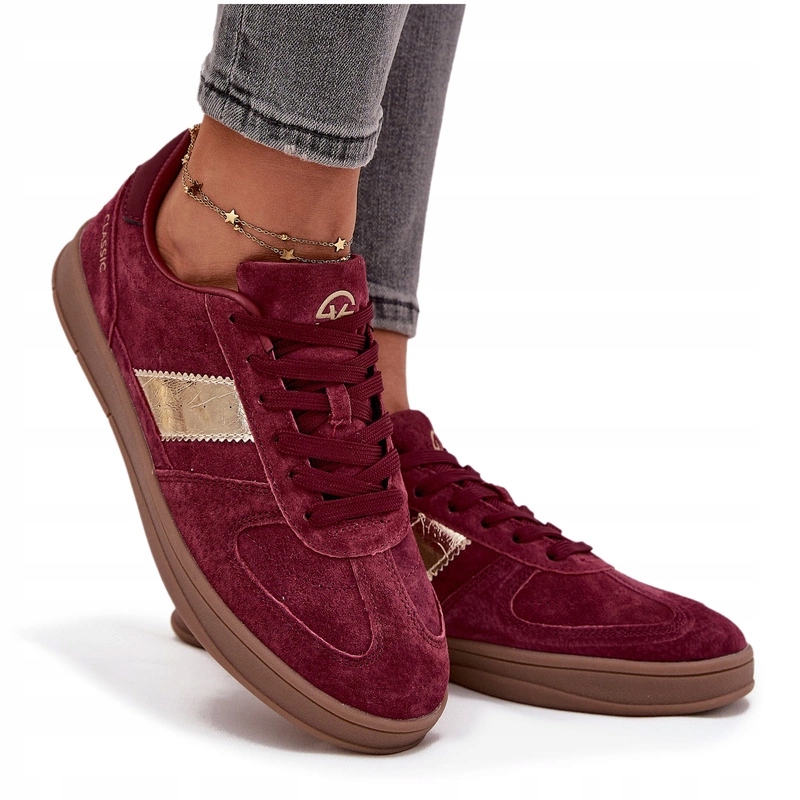 Dámské Semišové Šněrovací Tenisky Nízké Vinceza 14029 Bordové 37