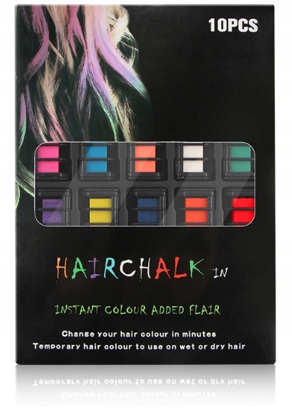 KREDA DO FARBOWANIA MALOWANIA WŁOSÓW ZMYWALNA 10szt Głębokość produktu 2.5 cm