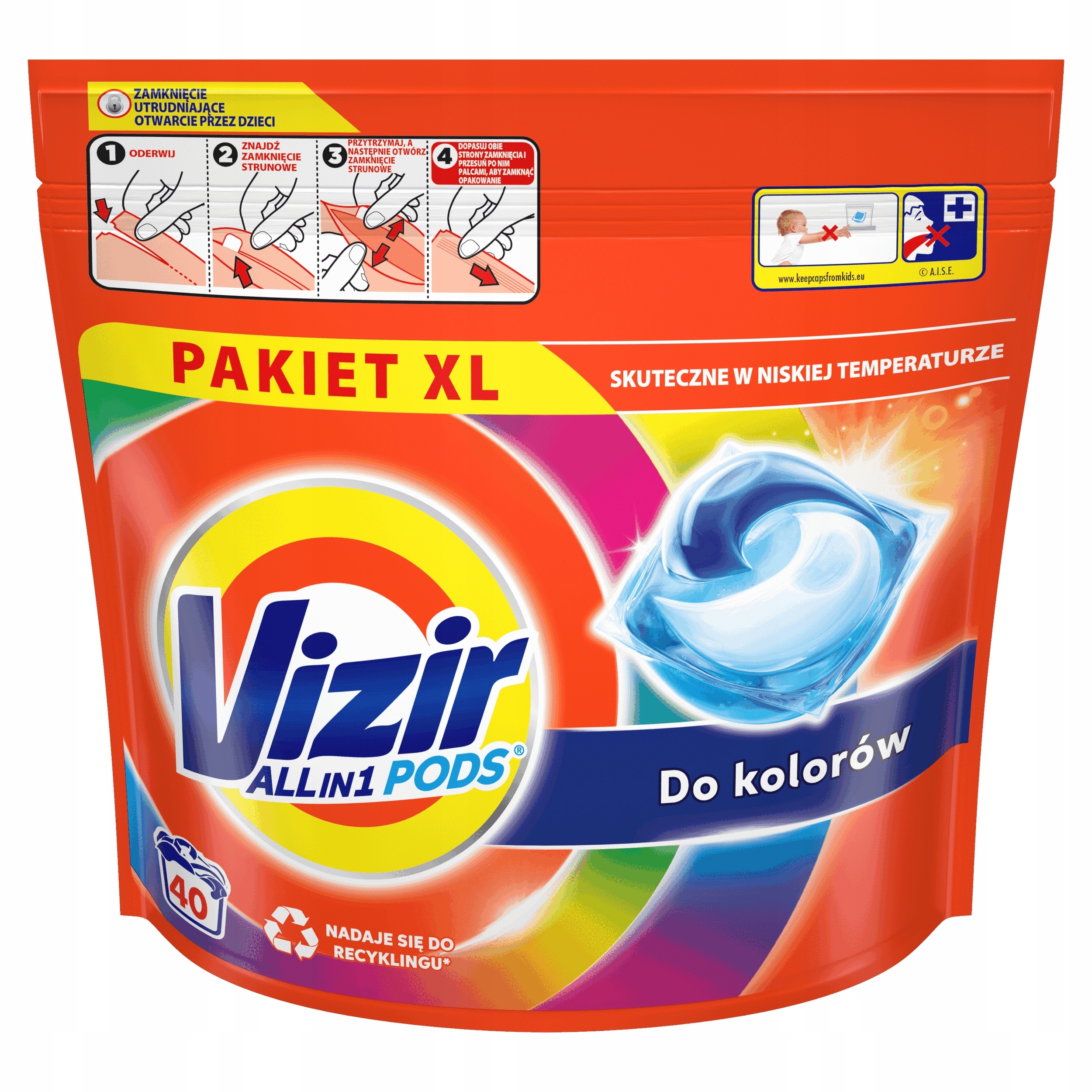 Levně Vizir ALL-in-1 Kapsle na praní barevného prádla 40 ks