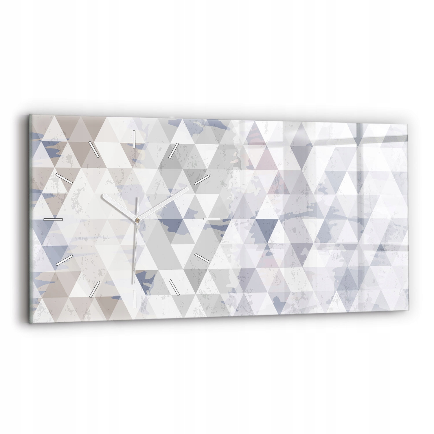Horizontální nástěnné skleněné hodiny do kanceláře s geometrickým vzorem 60 x 30 cm