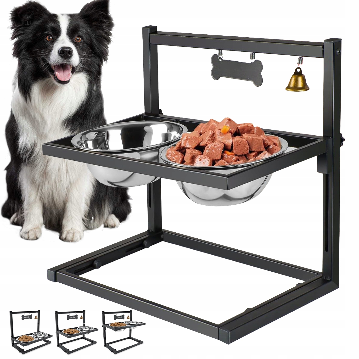 Levně Funkční Krmítko Pro Psy S Vyvýšeným Stojanem A Ocelovými Miskami