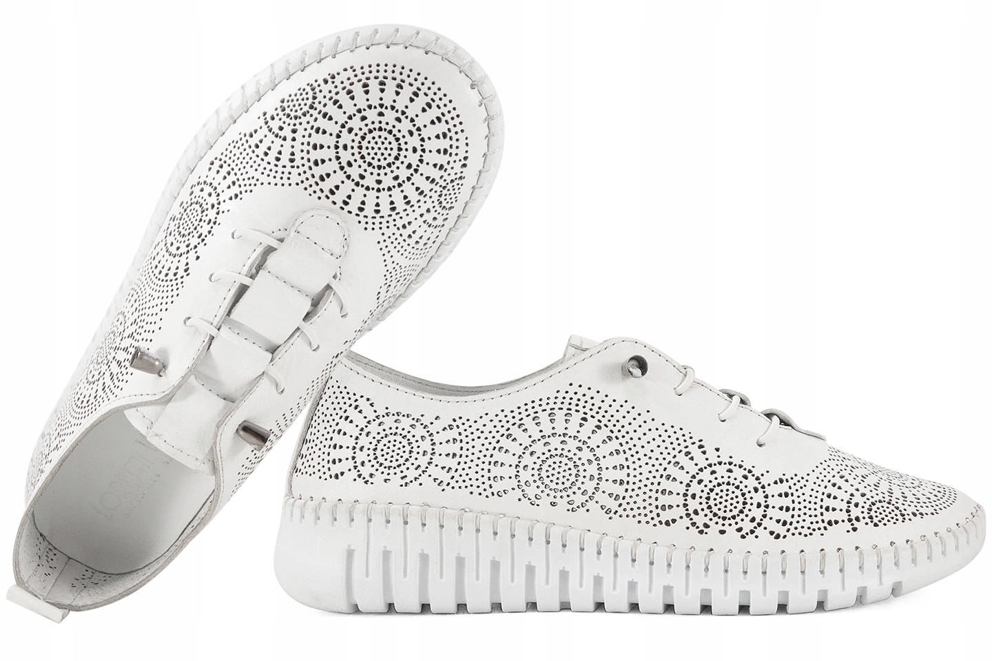 Loretta Vitale E4001 Ažurové Dámské Kožené Polobotky Na Platformě 38 bílá