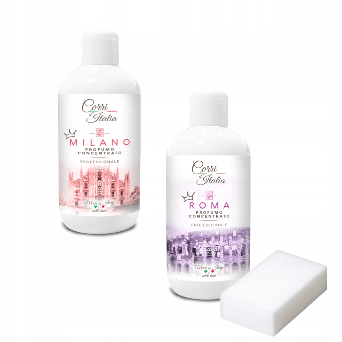 Levně Corri d'Italia parfém do prádla 2 x 250 ml Milano a Roma houbička