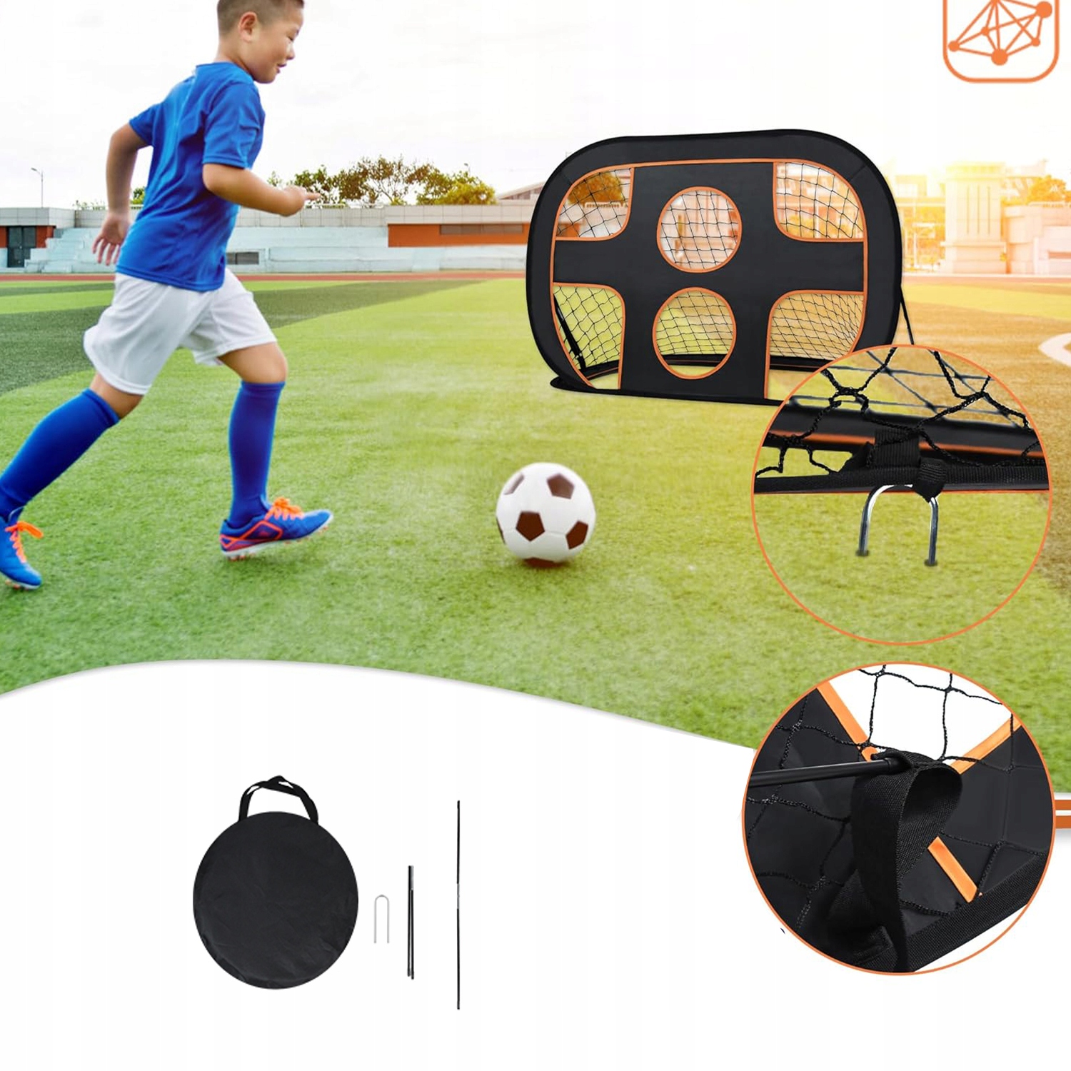 Bramka do piłki nożnej dwukierunkowa konstrukcja rozkładana z 2 drążkami po Kod producenta 04396SP0439OG