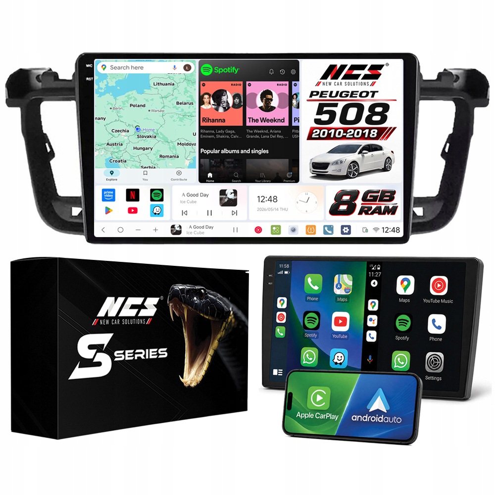 Rádio Navigace Ncs DS9 Peugeot 508 2010-2018 Android 8GB Lte 9″