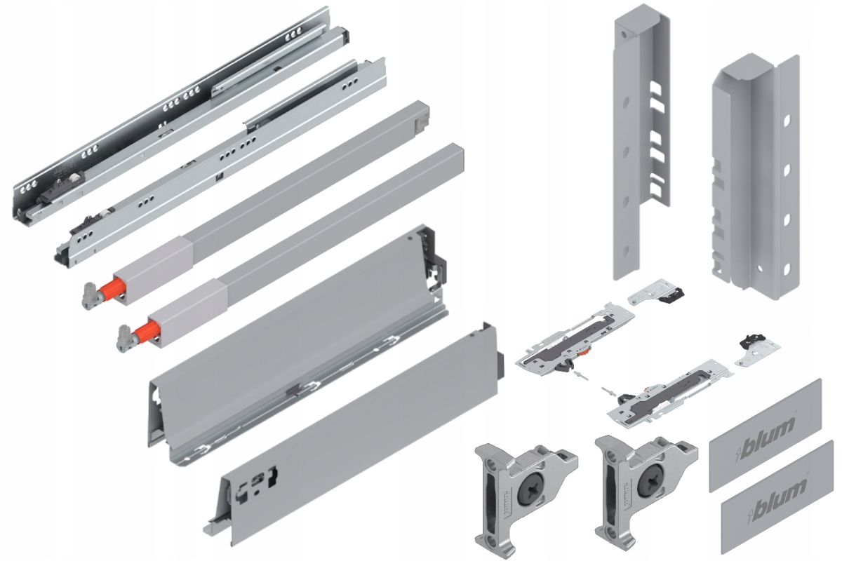 Blum Šuplík 400 Zásuvka střední Tip-On C Šedá