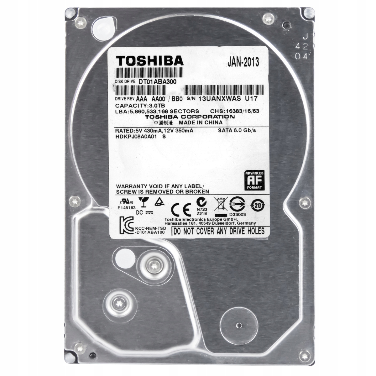 Toshiba 3TB 5.7K 32MB Sata III 3.5'' DT01ABA300