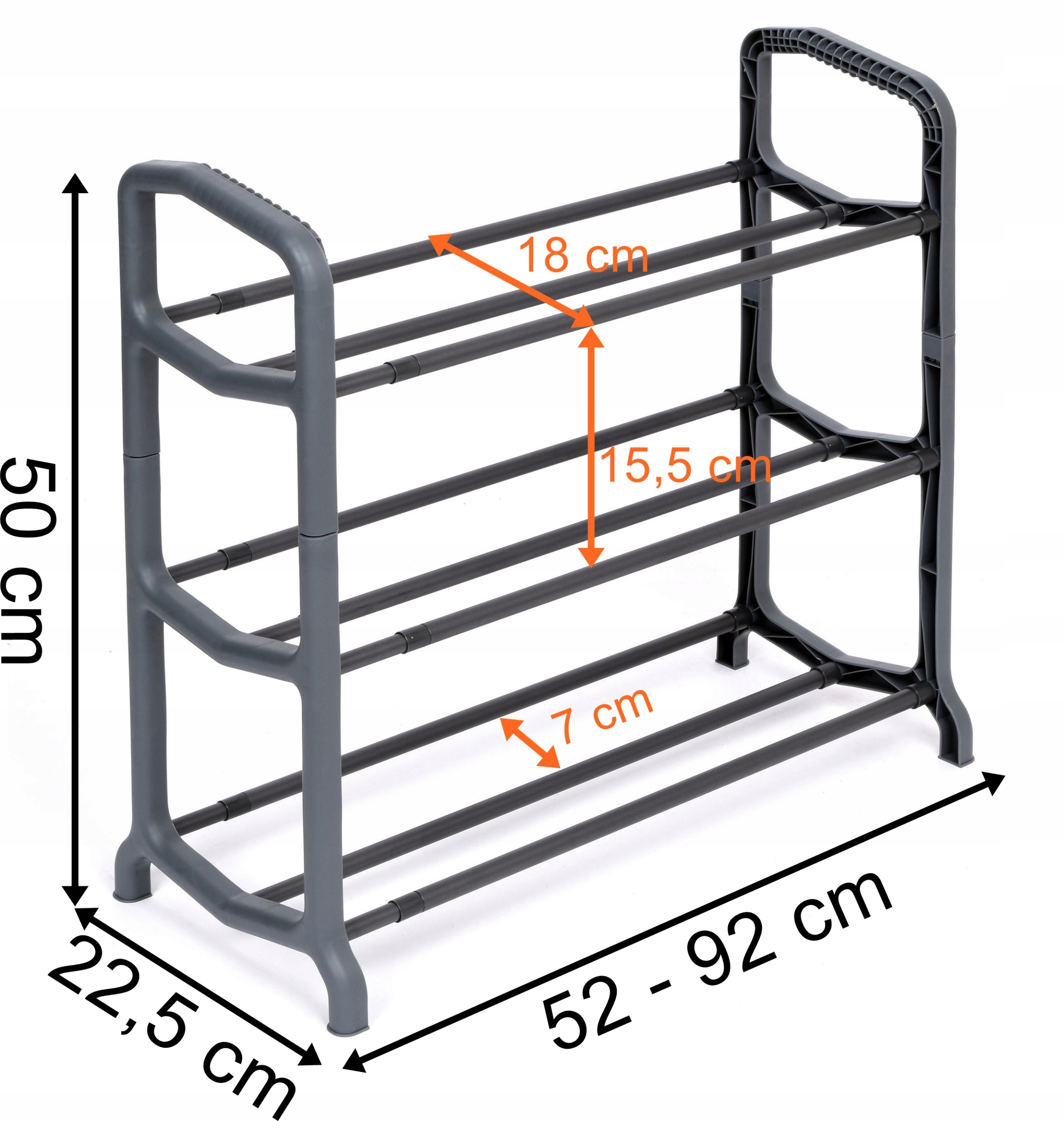 REGAŁ NA BUTY TELESKOPOWY STOJAK SZAFKA PÓŁKA ORGANIZER DO PRZEDPOKOJU LOFT Wysokość mebla 50 cm