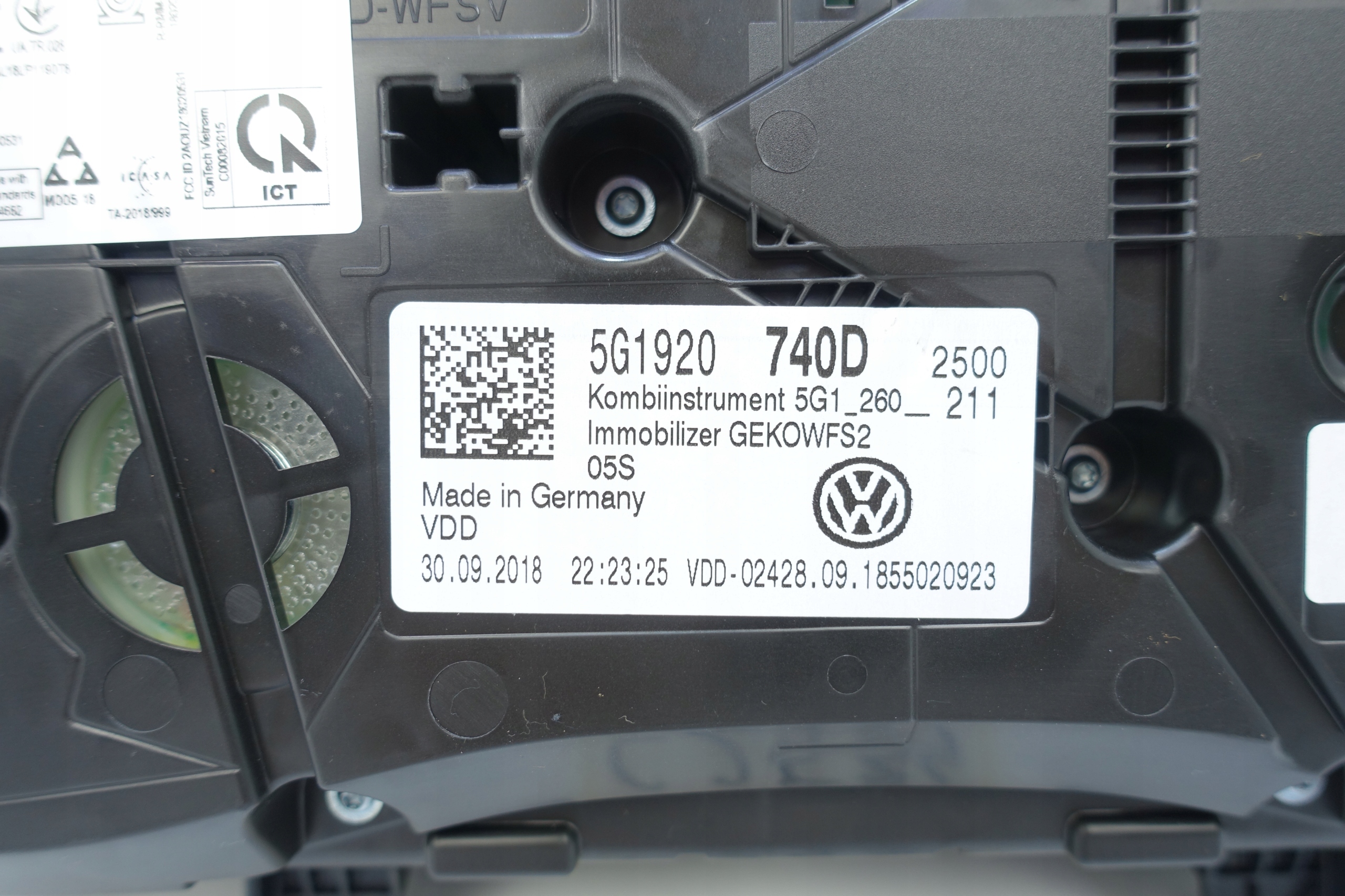 dials dials VW GOLF VII 7 5G 16550KM 5G1920740D