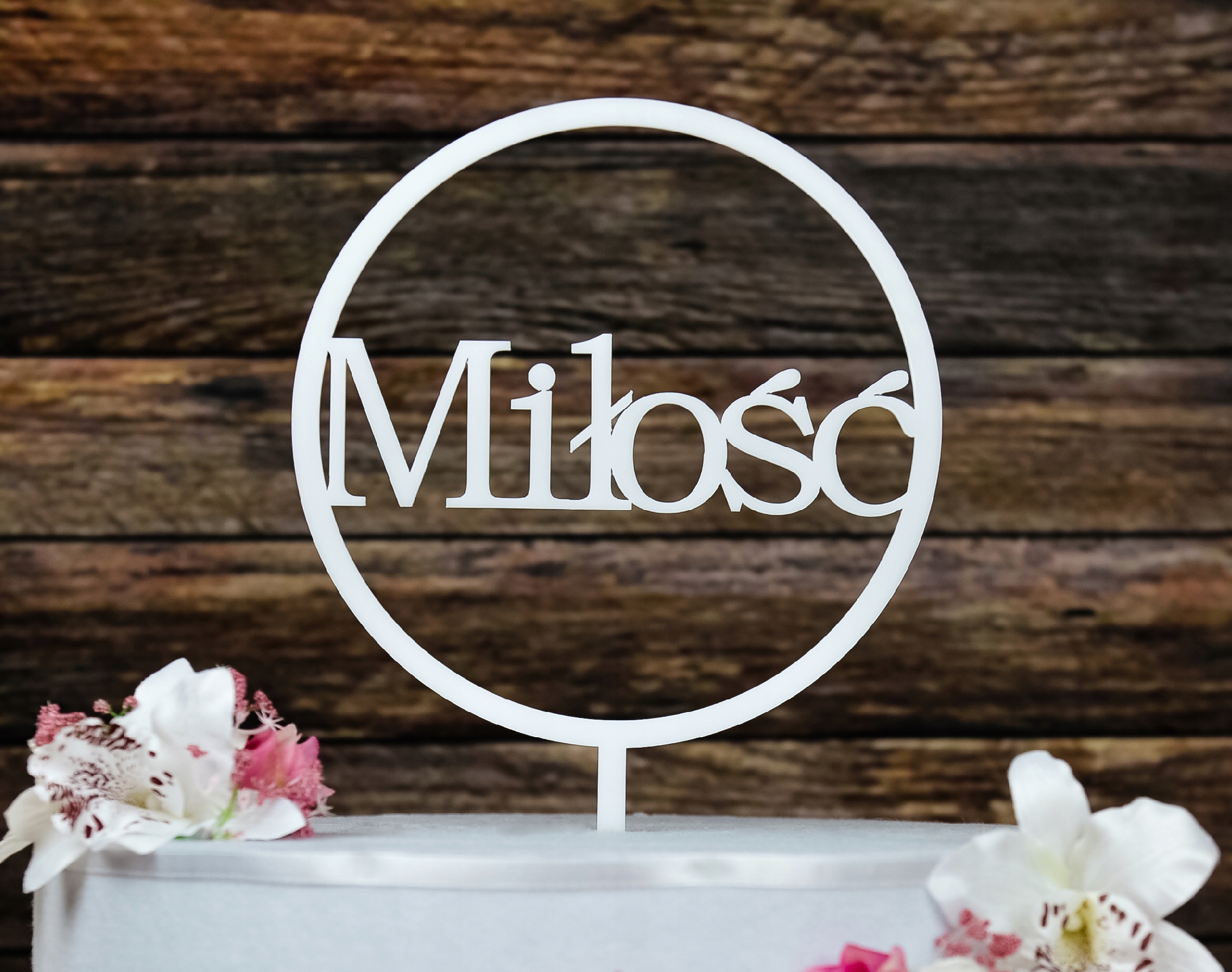 Topper TŚB-74-Miłość Ślub Wesele Biały Marka Dekor Laser