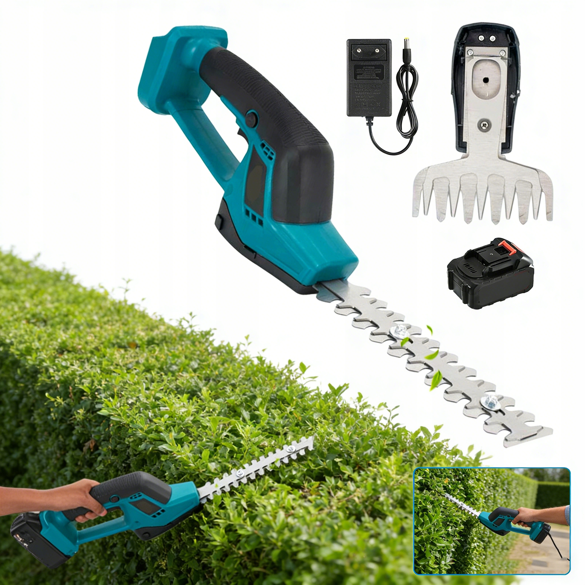 Zahradní nůžky 2V1 Akumulátorové Keře Živý Plot Tráva Nůžky