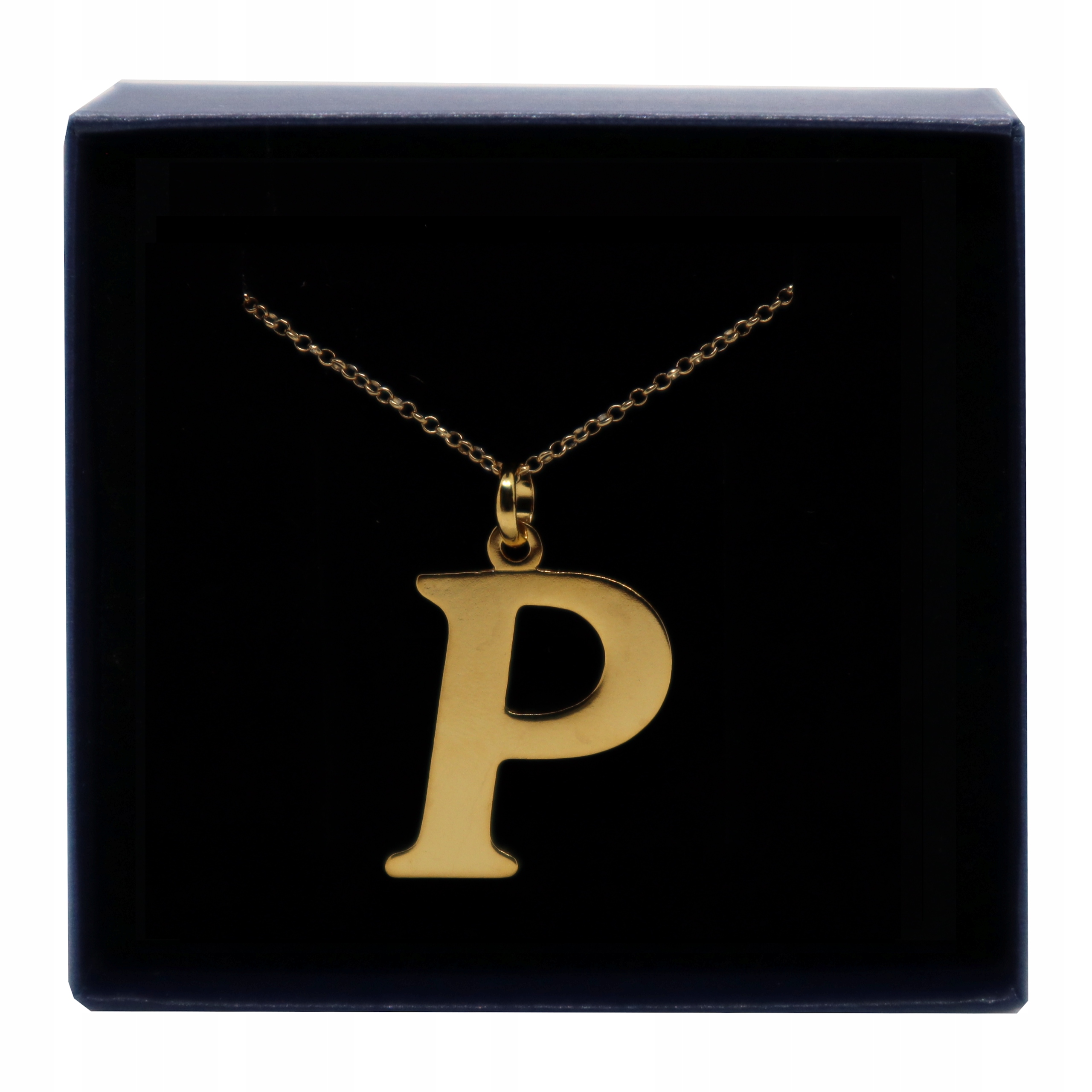 

Srebrny naszyjnik Duża Litera P Pozłacana