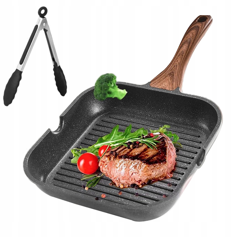Čtvercová grilovací pánev na grilování rybího masa 28 cm