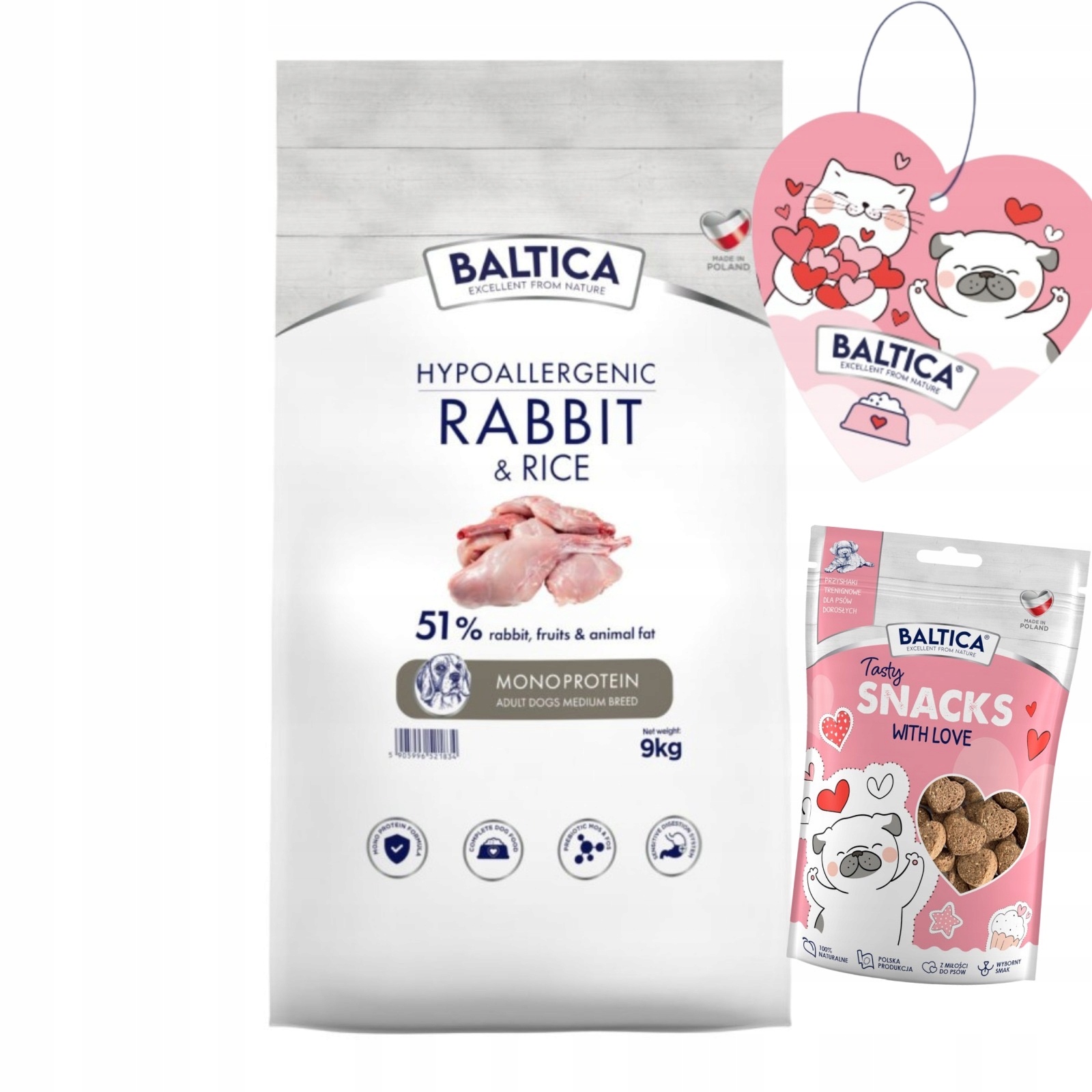 Baltica Nutraceitic Hypoallergenic Królik z Ryżem M 9kg Karma dla Psów