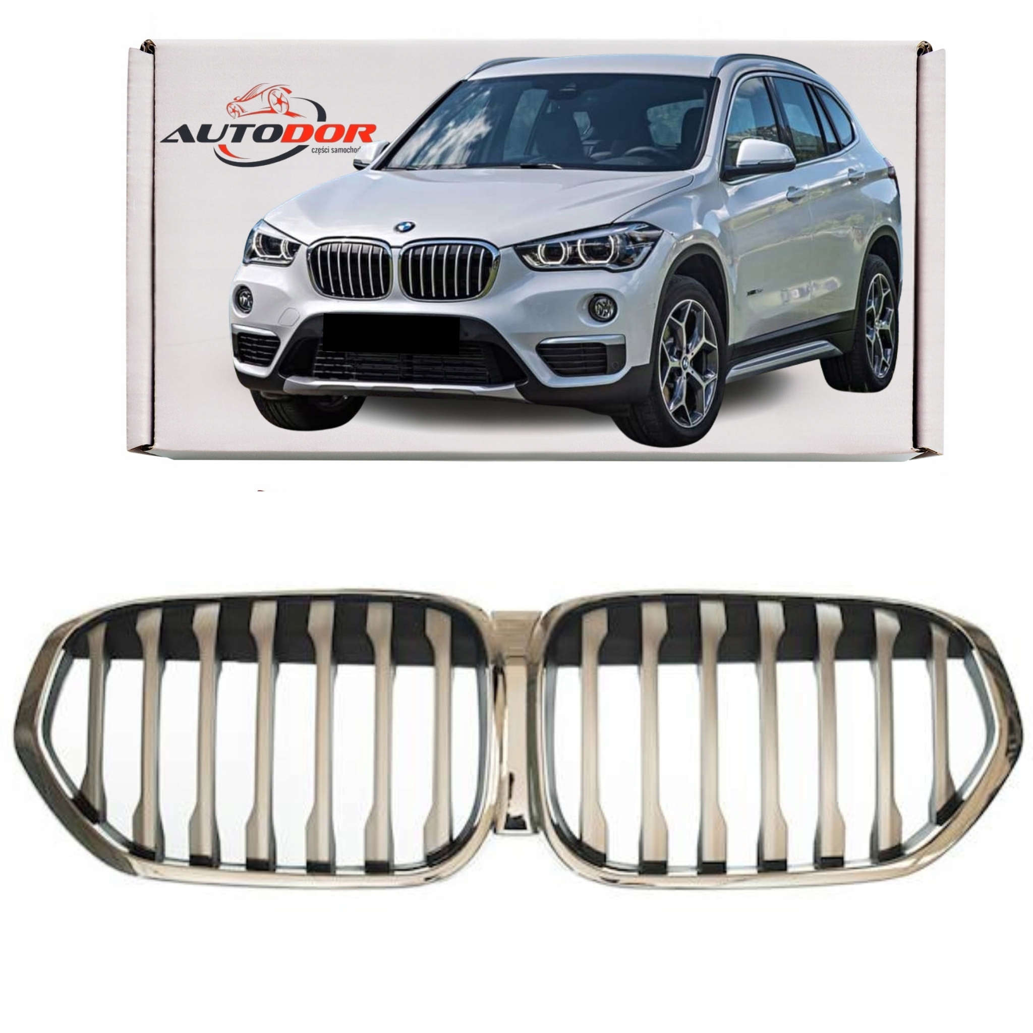 Bmw X1 F48 2015- Atrapa Gril Středová Mřížka Stříbrná Přední 51138493451