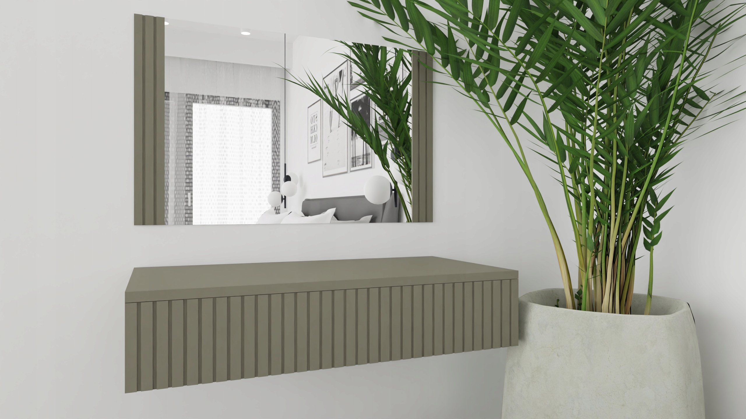 Toaletka konsola szafka biurko RIVA 80 OLIWKA ZIELONY ryfle szuflada