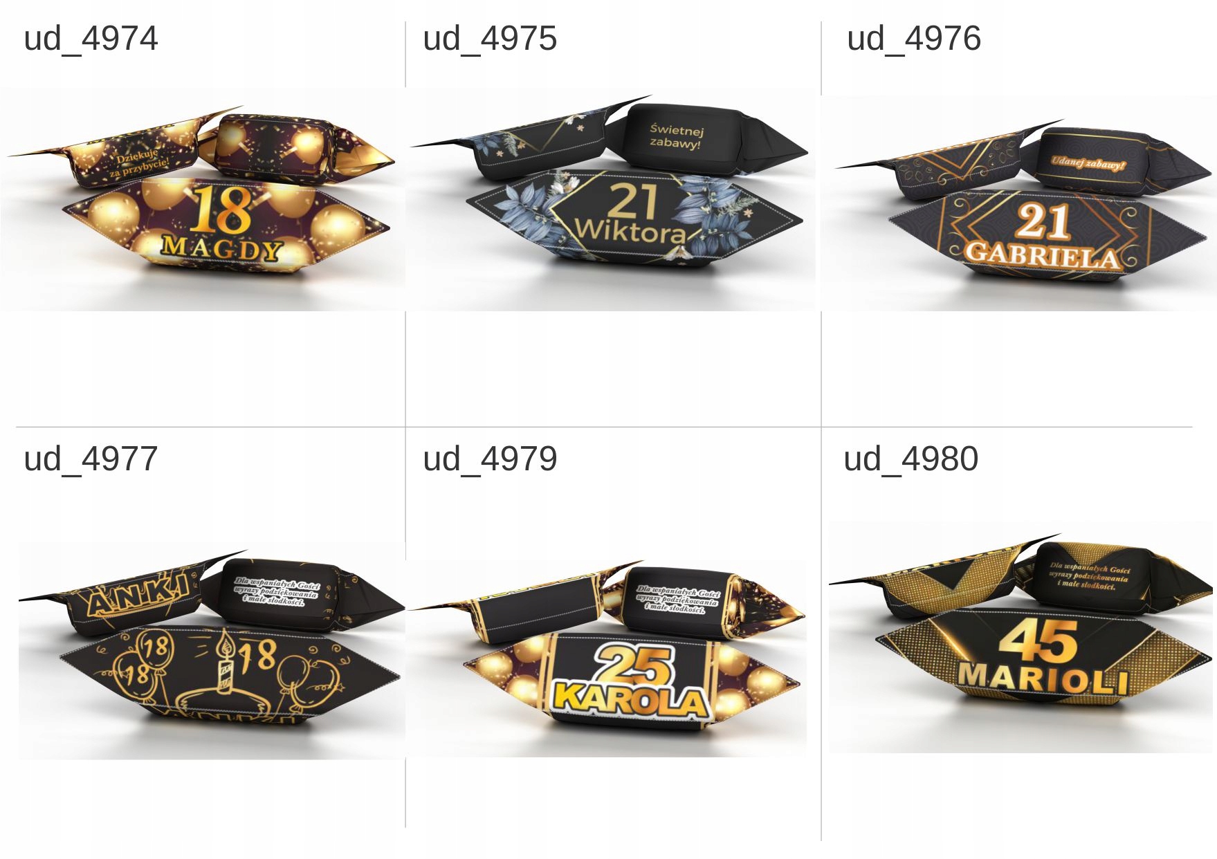 Krówki na urodziny z imieniem podziękowanie 1 kg Alestudio4All Black Marka inna