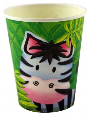 KUBECZKI PAPIEROWE ZEBRA ZWIERZĄTKA URODZINY 6 SZT