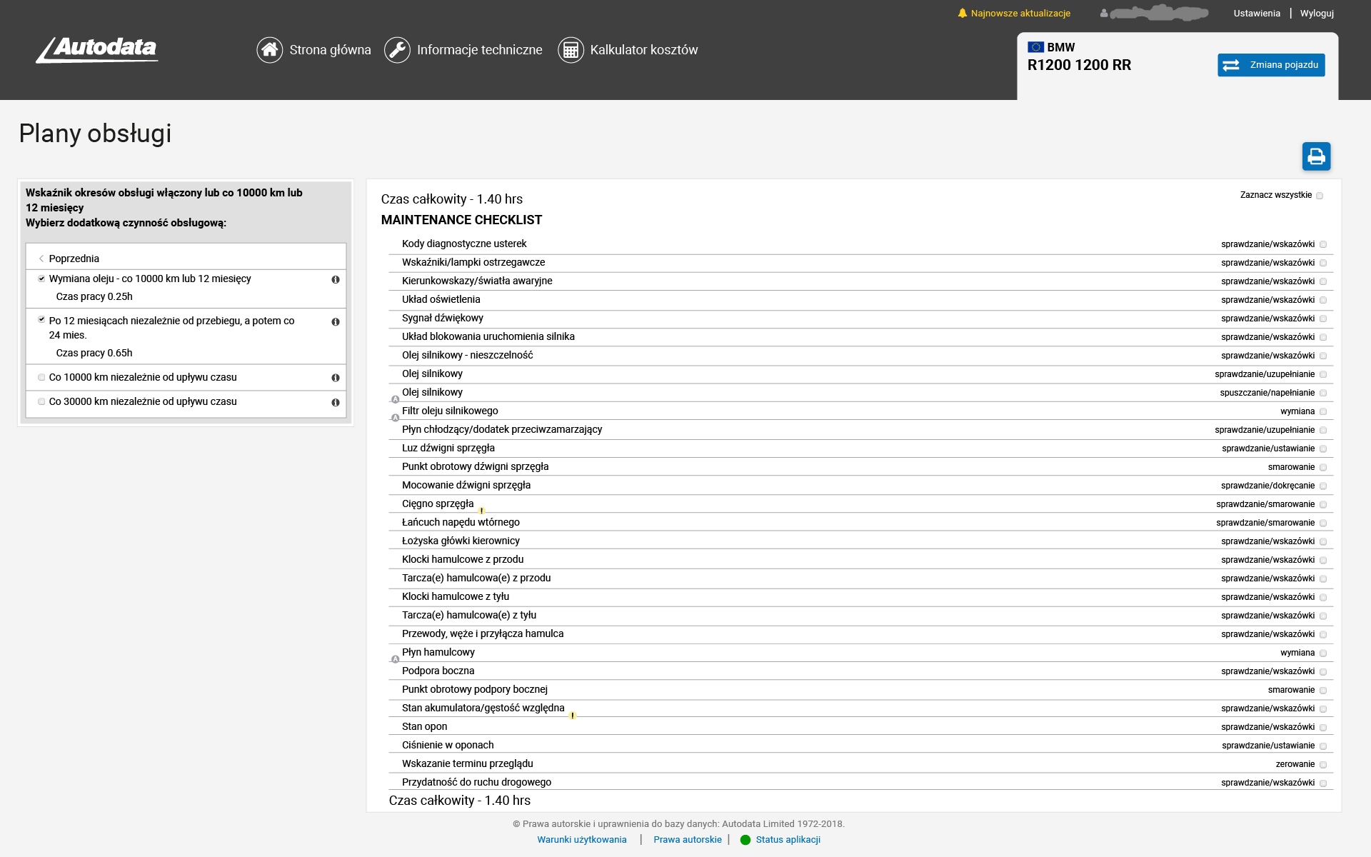 MOTODATA DANE TECHNICZNE MOTOCYKLI 5 ST Producent code AUTODATA MOTODATA