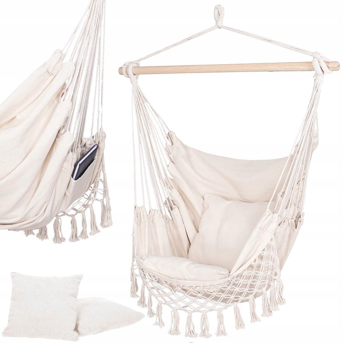 

Huśtawka Hamak Brazylijski Fotel Wiszący Kremowy