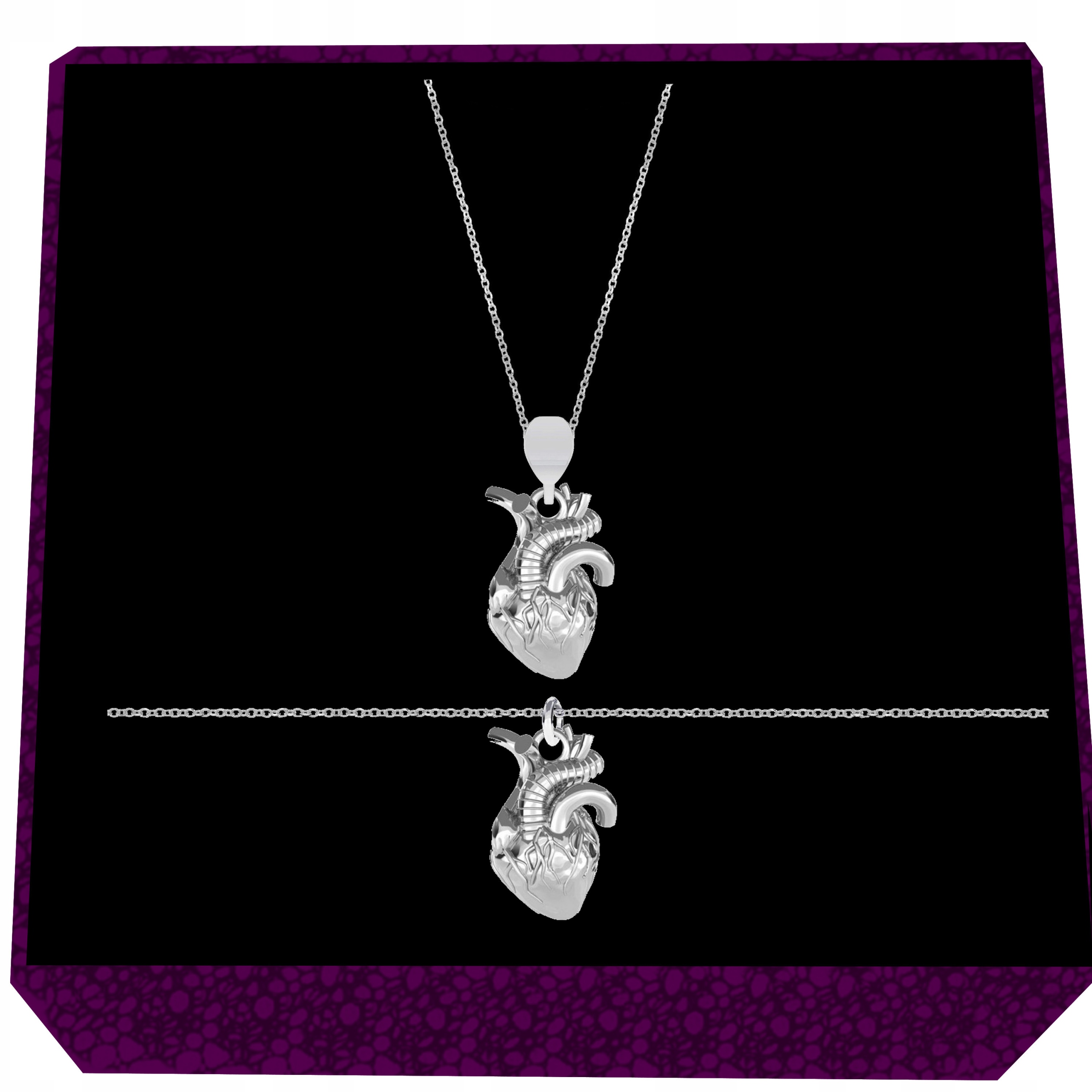 Anatomická Srdce 3D Sada šperků ankr stříbro 925