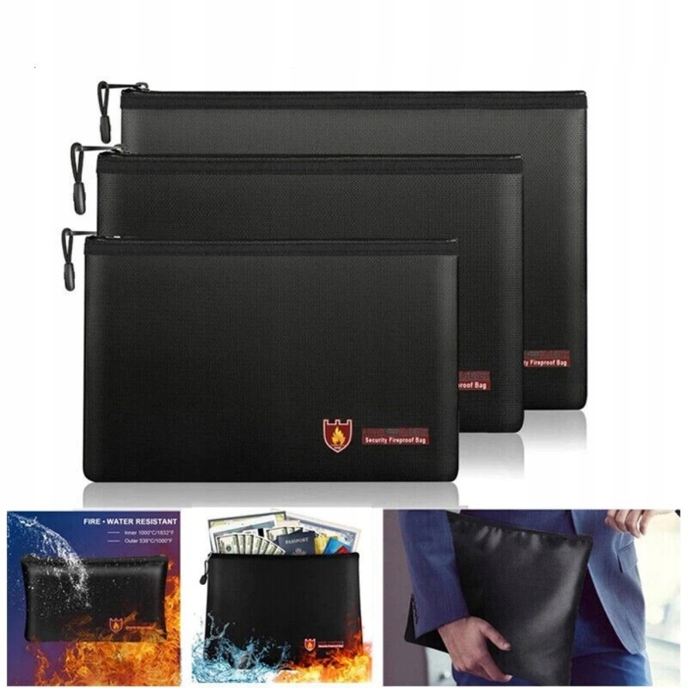 ETUI TORBA OGNIOODPORNA WODOODPORNA NA DOKUMENTY PIENIĄDZE M