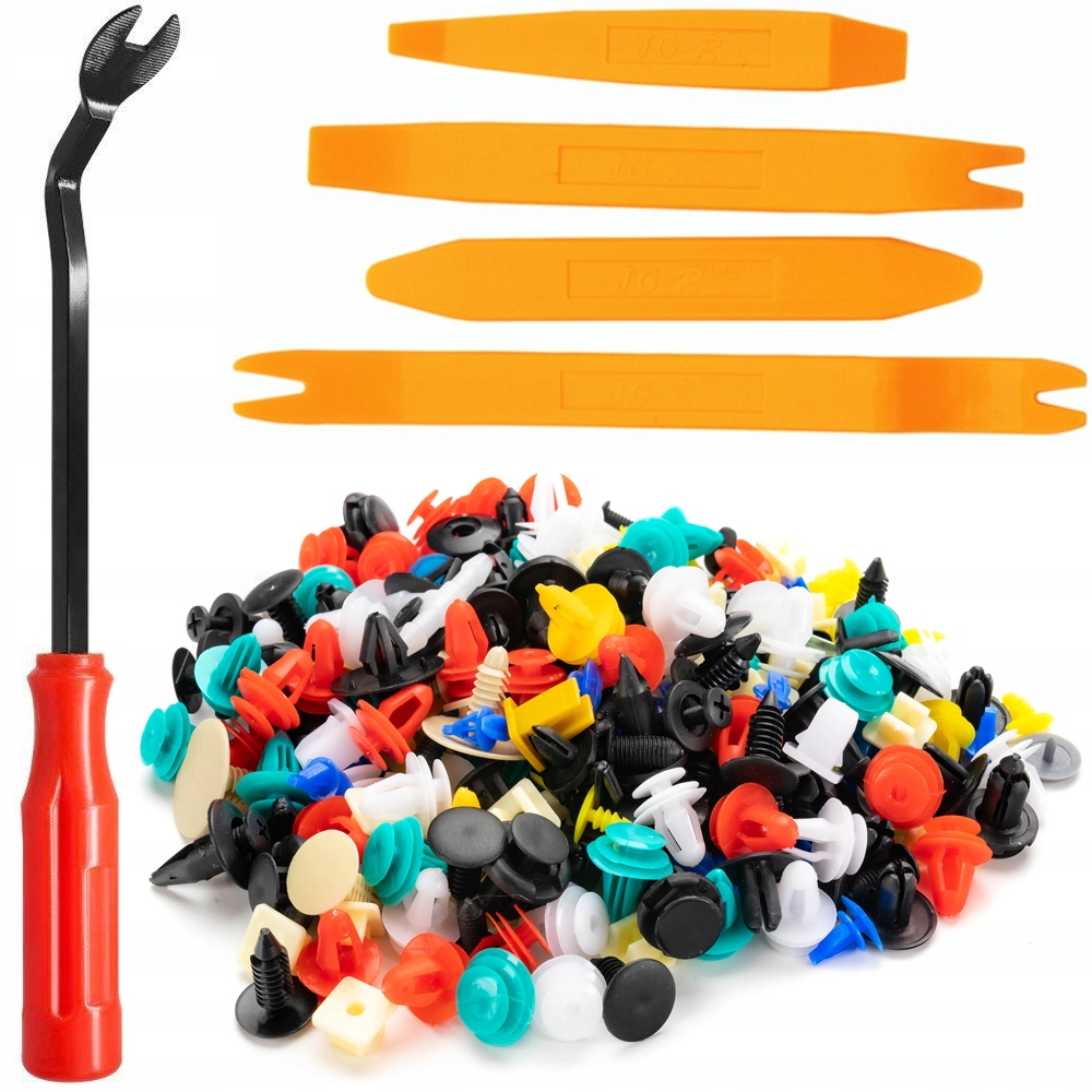 ZESTAW UNIWERSALNYCH SPINEK SAMOCHODOWYCH 200 SZT + ŚCIĄGACZE WYJMAK