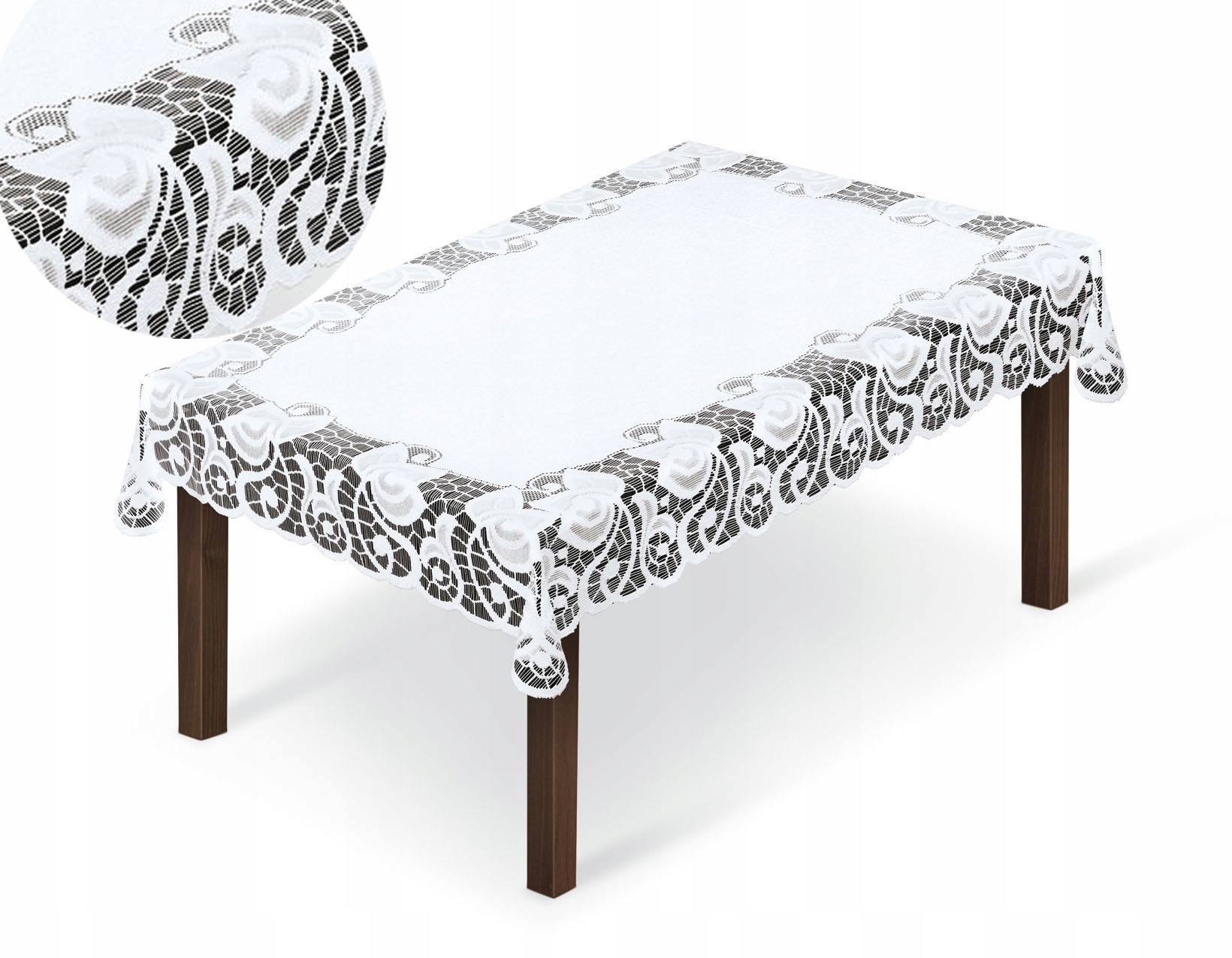 

Biały Obrus Żakardowy Stół Prostokątny 130 x 180cm