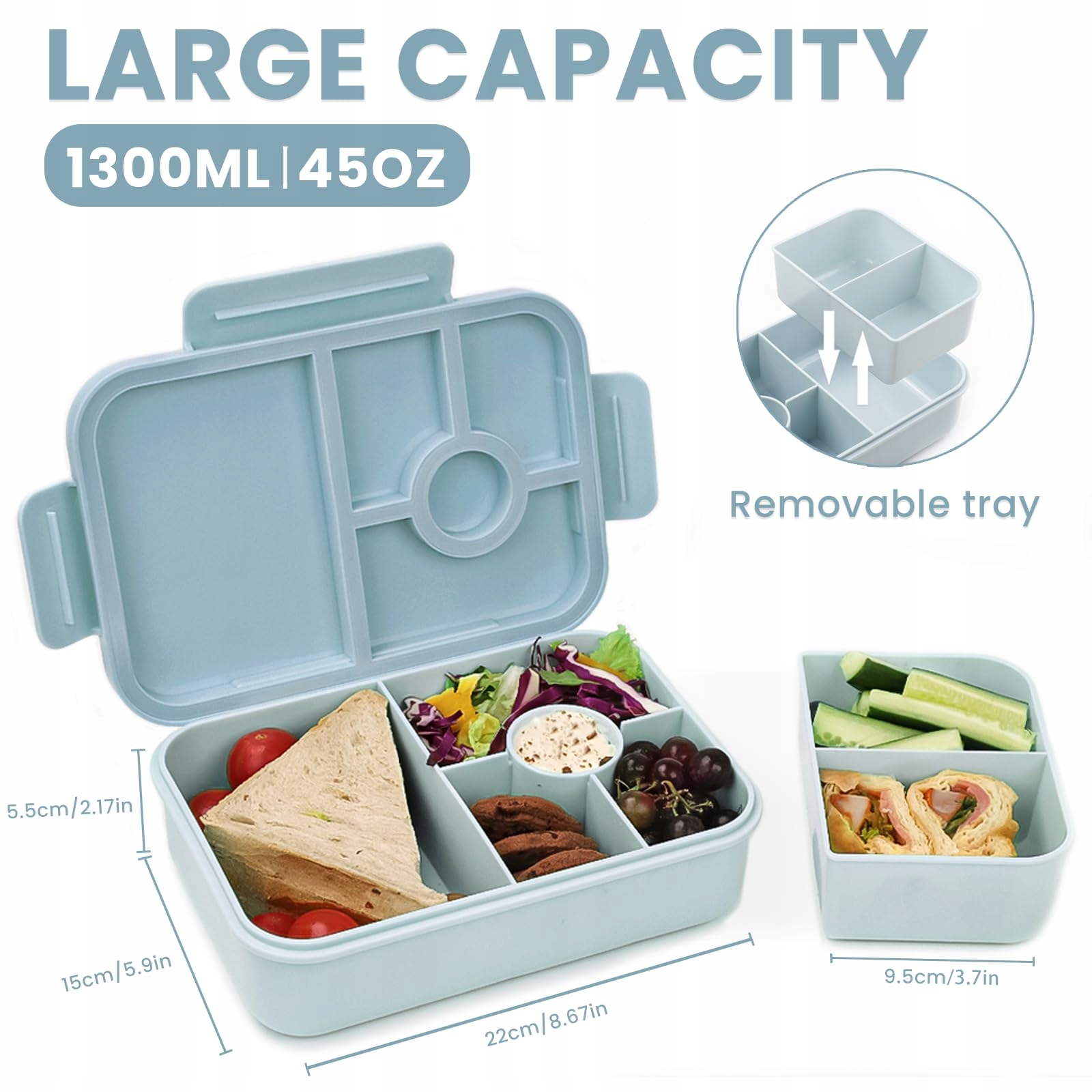 Lunchbox Bugucat 1300 ml s 5 přihrádkami Bpa Bez obsahu Bpa pro potraviny