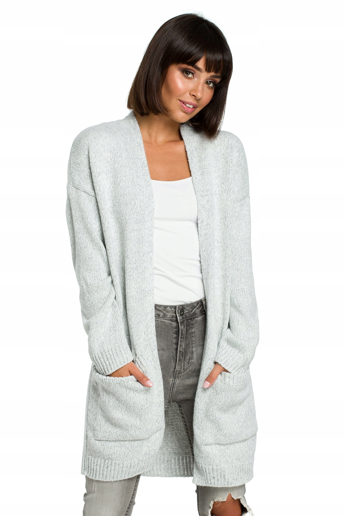 

BK001 Kardigan Z K ~onesize~ Melange Grey Be Knit