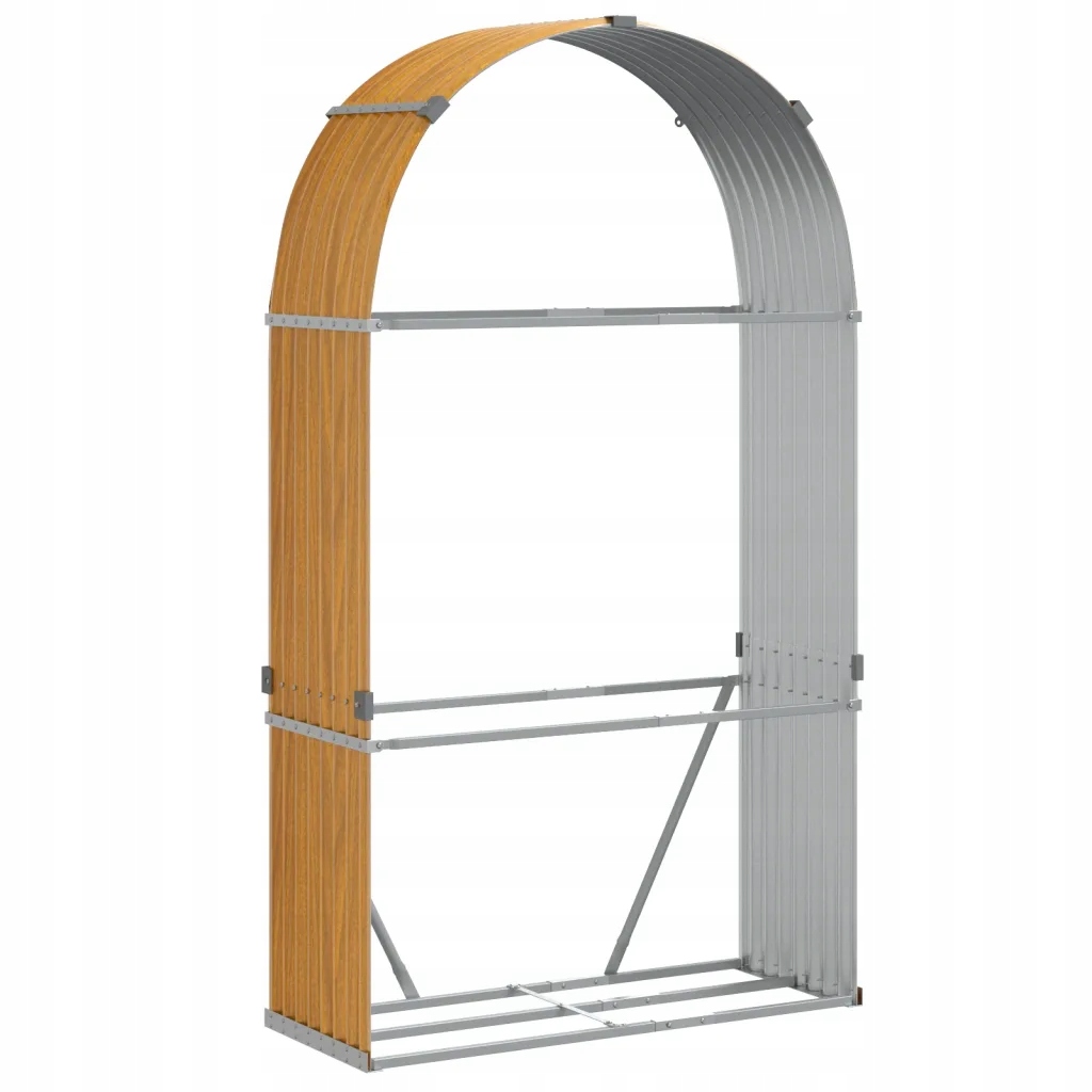 Stojan na palivové dřevo, pozinkovaný, 120 x 45 x 210 cm, barva dřeva