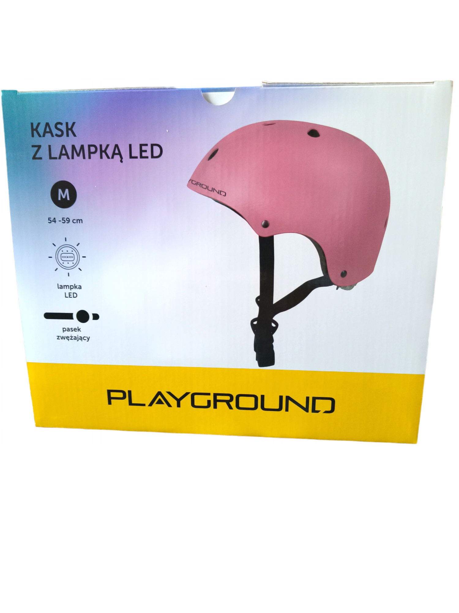 

Kask z lampką Led Playground różowy rozmiar M