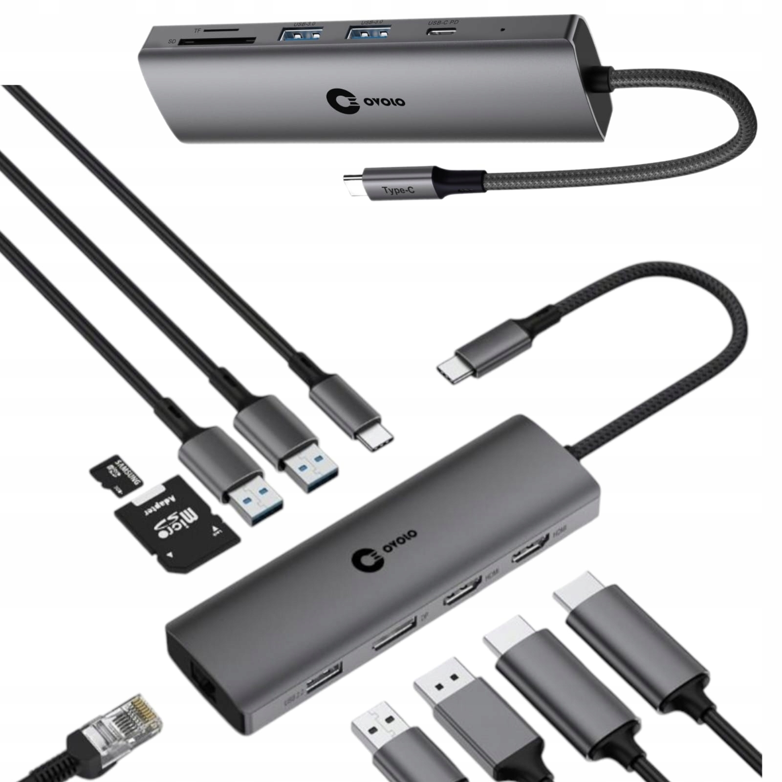 Hub Dual Monitor Usb-c 2xHDMI 4K DisplayPort Lan Ethernet do Laptopa Dell