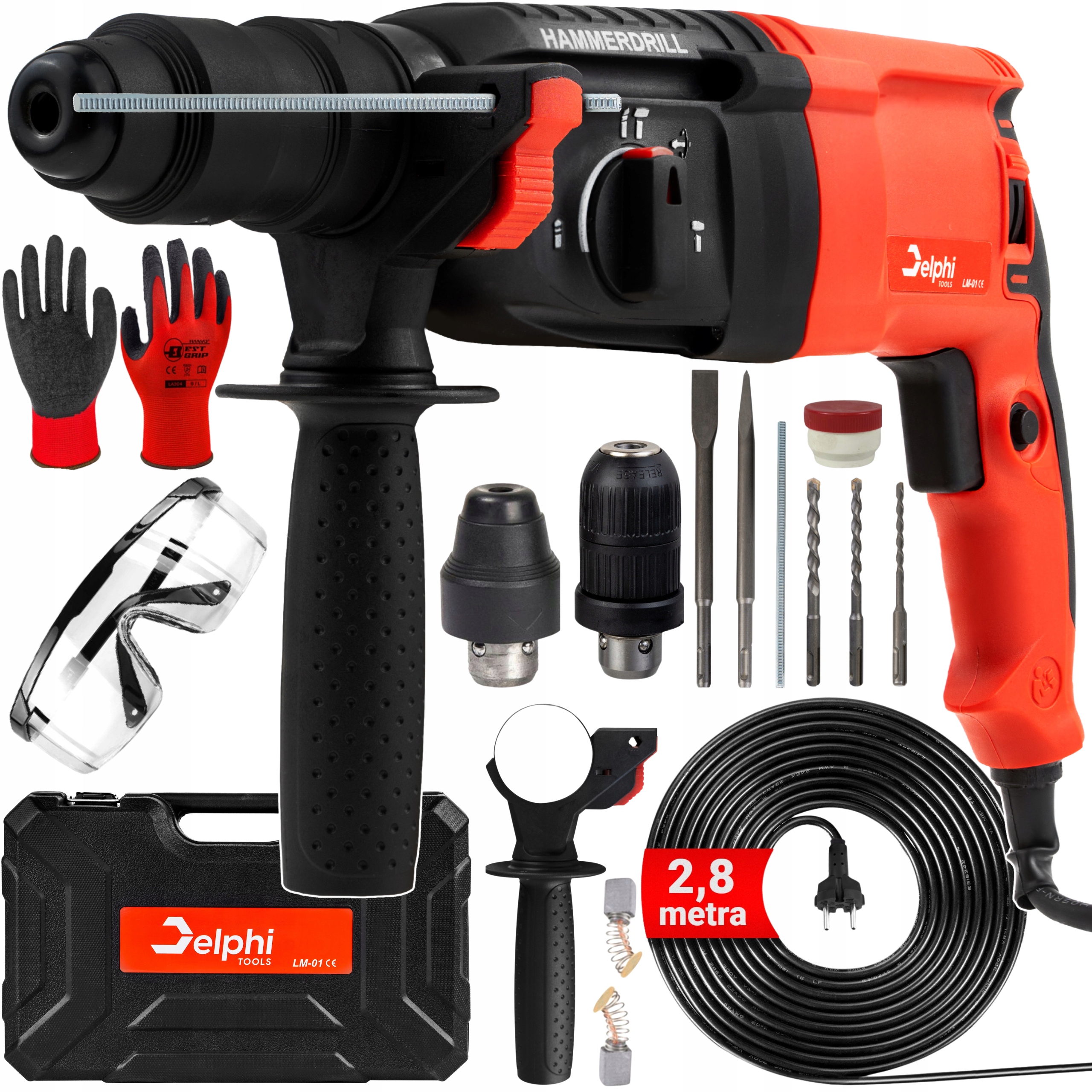 Vrtací Kladivo Příklepová Vrtačka s Příklepem Kladivo Silné Sds+ 2600W kabel 2,8 m