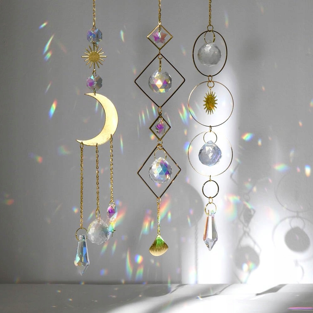 KRYSZTAŁOWE ŁAPACZE SŁOŃCA TĘCZOWY PRYZMAT DZWONKI WIETRZNE OKNO