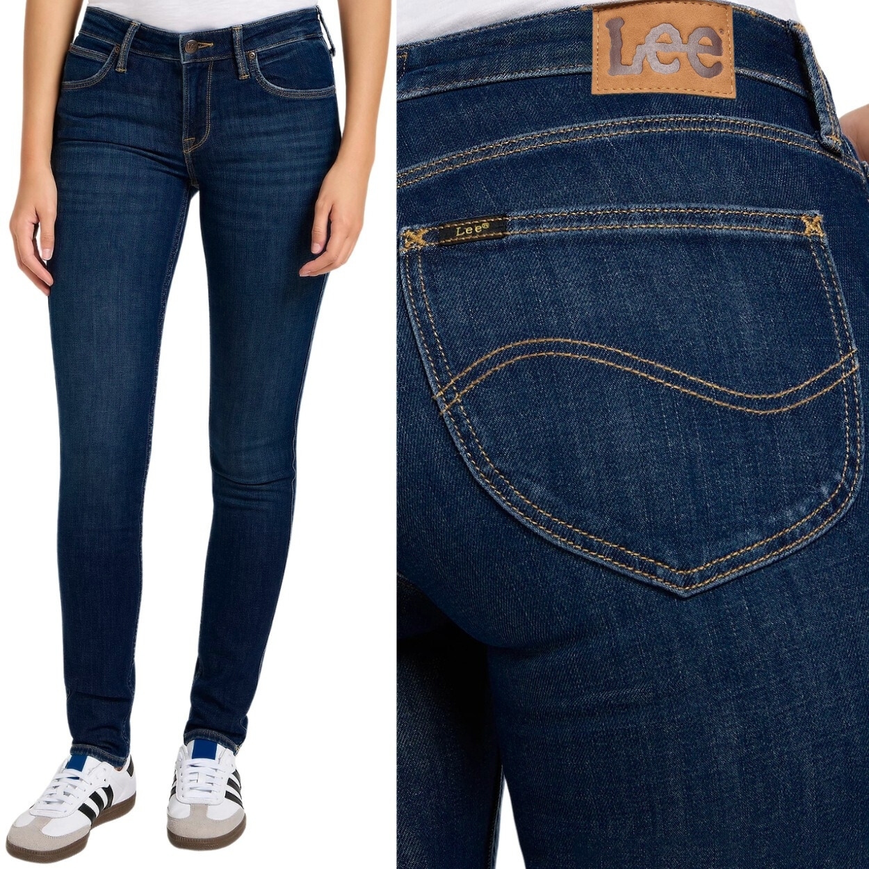 Lee Scarlett Solid Blue tmavě modré dámské džíny úzké nohavice W30 L33