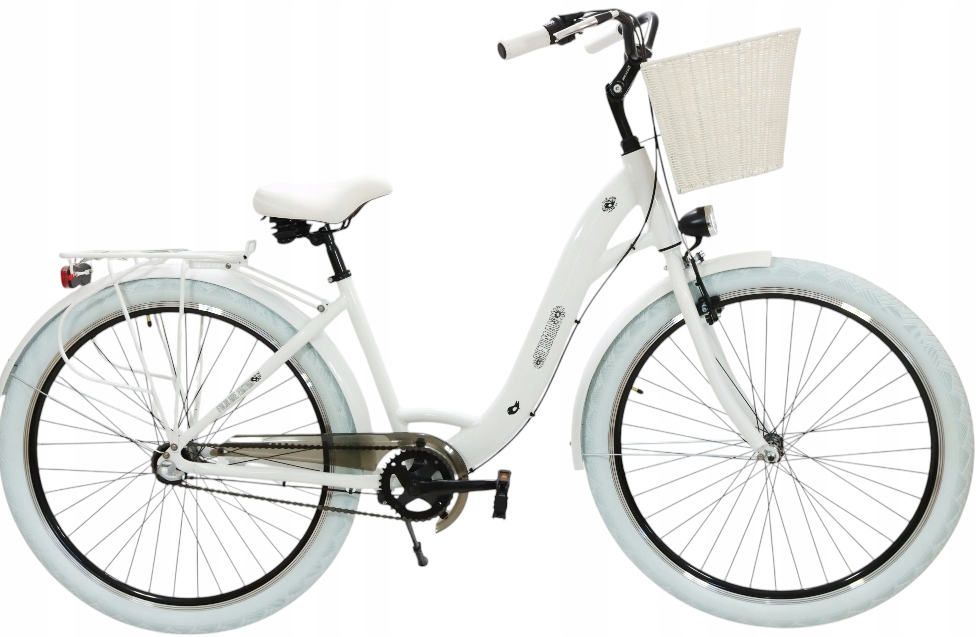 Aluminiowy Biały Rower 28 Damski 3 Biegi W Piaście Ultra Gruube Koła Kosz