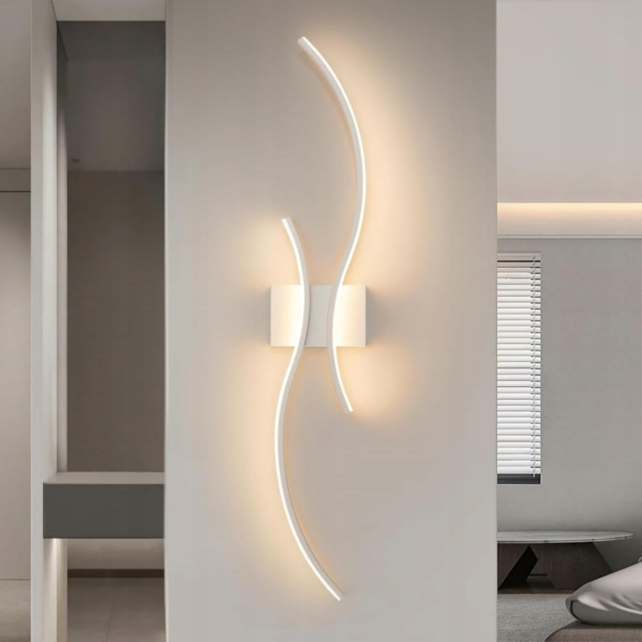 Lampa Ścienna Led Kinkiet Biały Nowoczesny Do Salonu Przedpokoju 3000K 27W