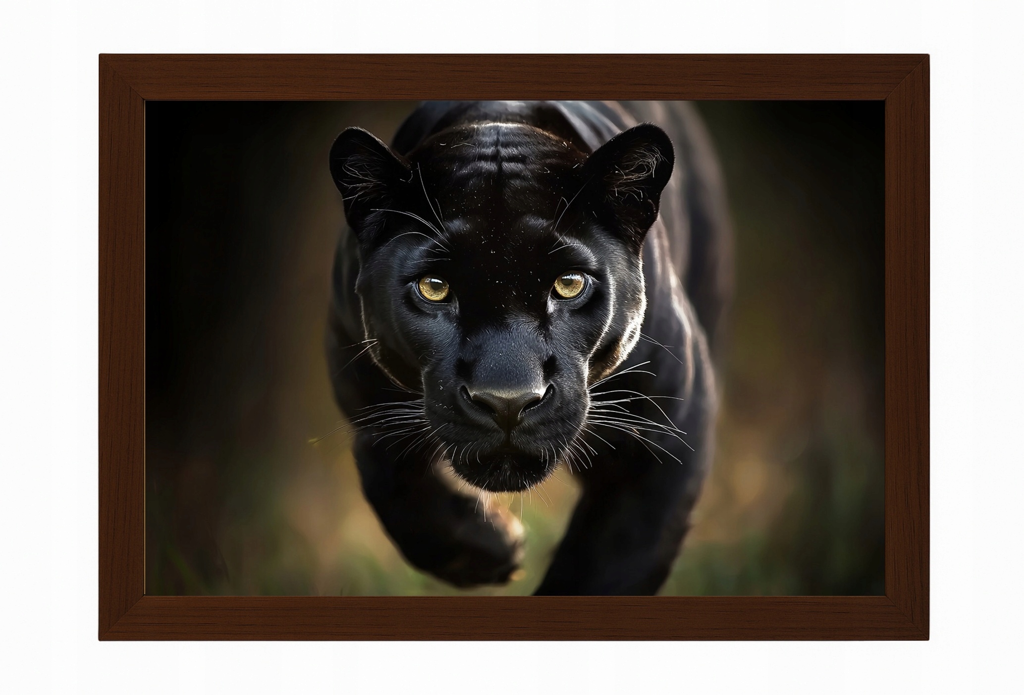 Dřevěný Rámeček Plakát Zvíře Predátor Kočka Černý Panter Puma 60x40