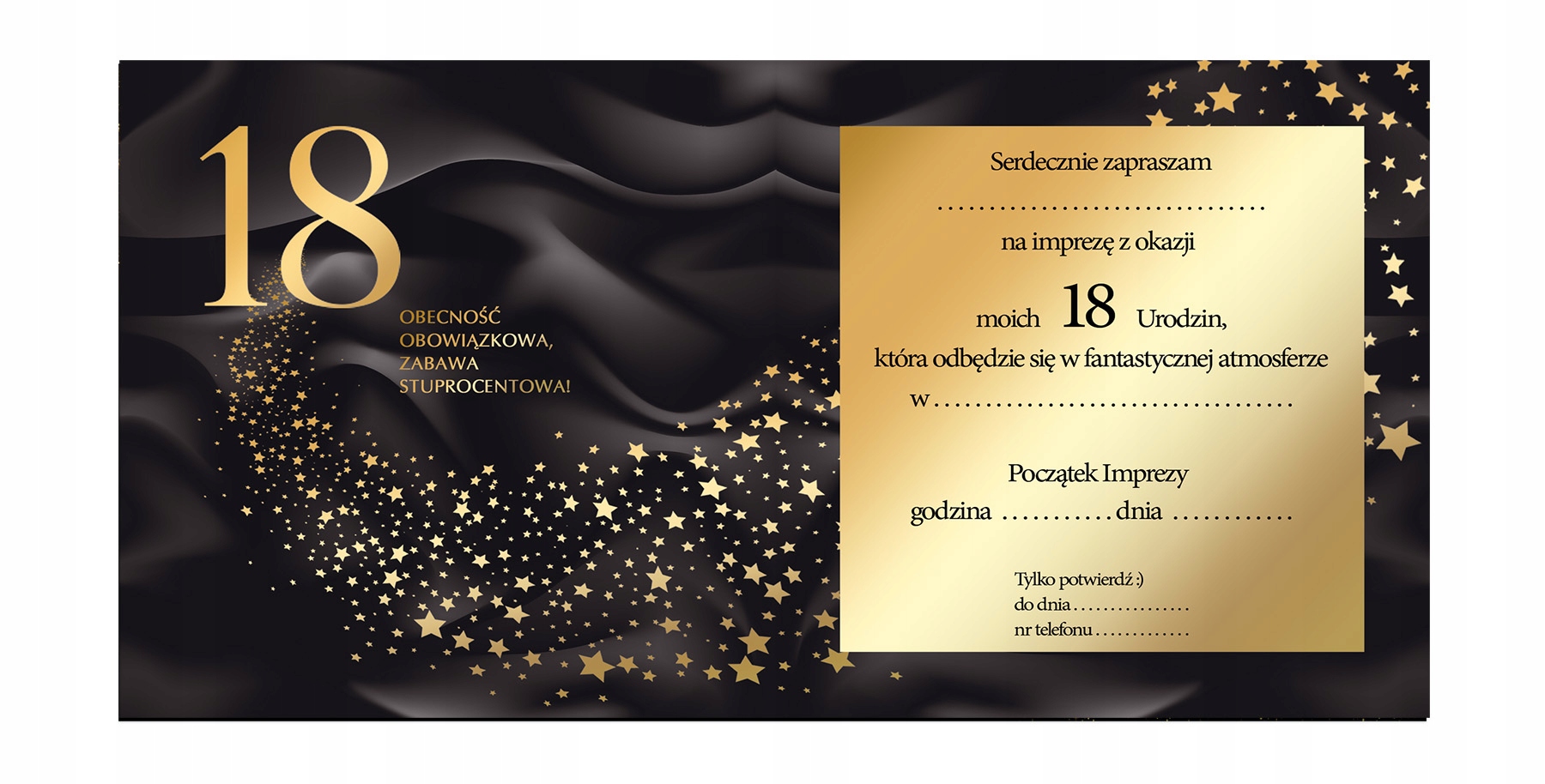 Zaproszenia na 18 Urodziny Fala plus Biała Koperta Z11_15 Marka inna