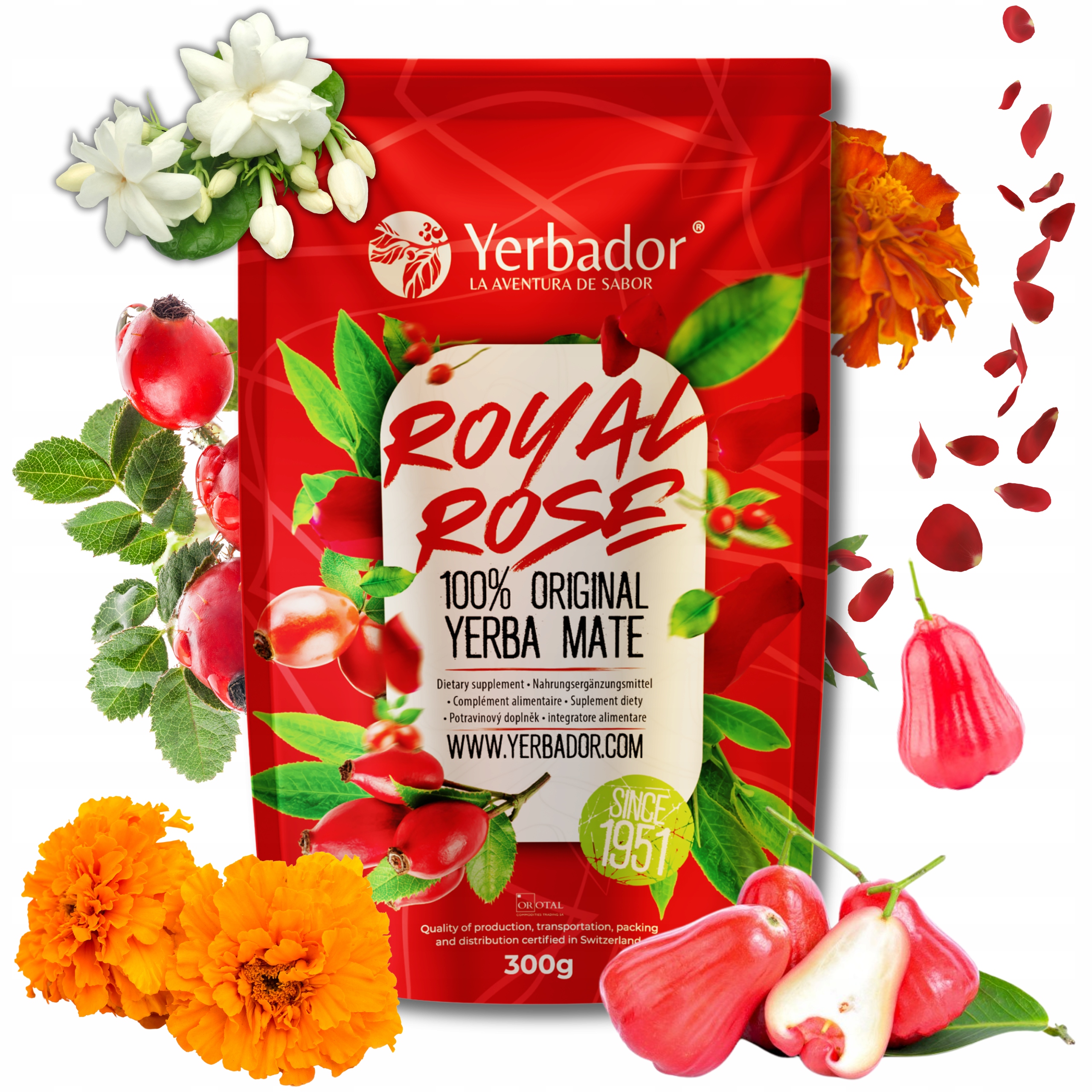 Levně Yerbador Yerba Mate Královské růžové zahrady Šípková Růže Přírodní 300 g