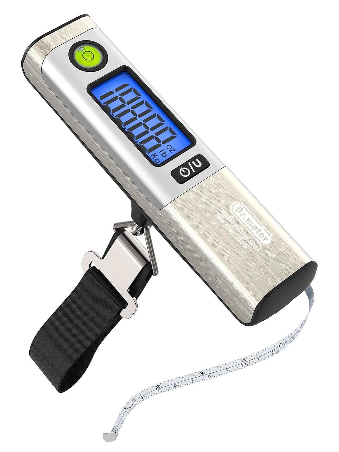 Waga Bagażowa Podróżna Cyfrowa 50KG LCD Zintegrowana Miarka Srebrna