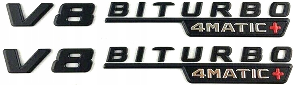 

Mercedes V8 Biturbo 4MATIC emblemat znaczek (para)