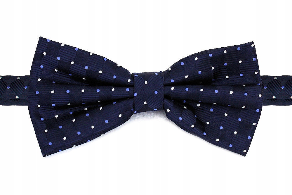 

Mucha Muszka Męska Granatowa Kropki Błękitno Białe