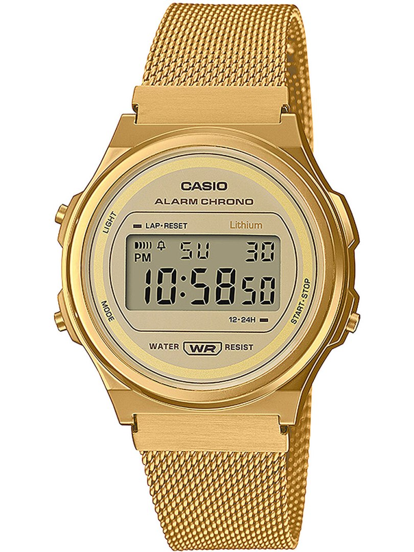 Elektronické dámské hodinky Casio Vintage A171WEMG-9A multifunkční zlaté