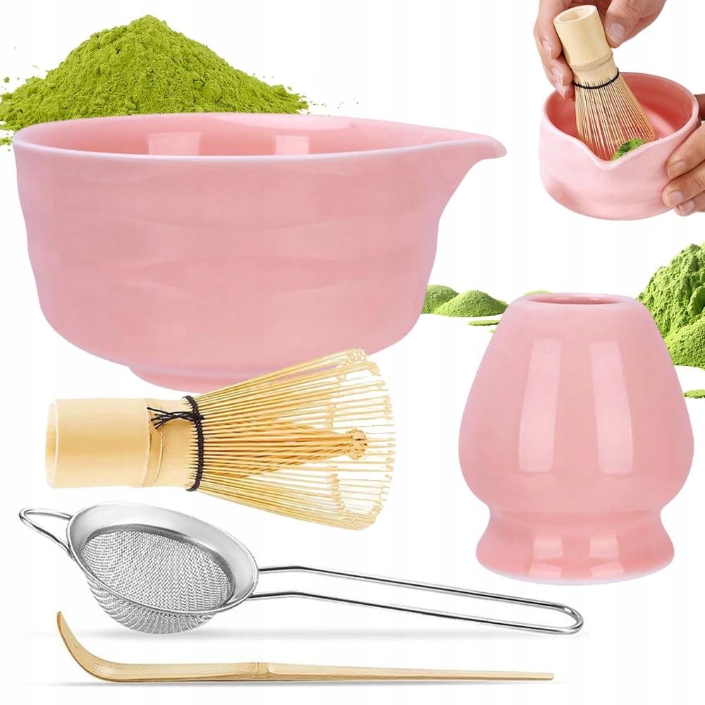 Levně 5KS Čajový Set Matcha Japonská Šálek Metla Chasen Sítko Dárek