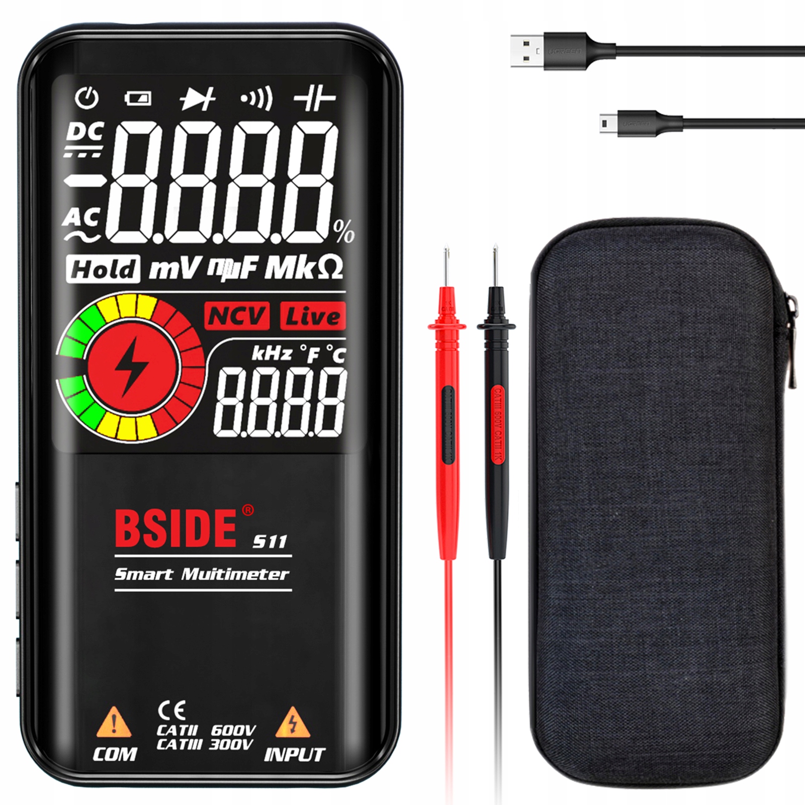Bside S11 Inteligentní multimetr počítací 9999 Digitální LCD displej