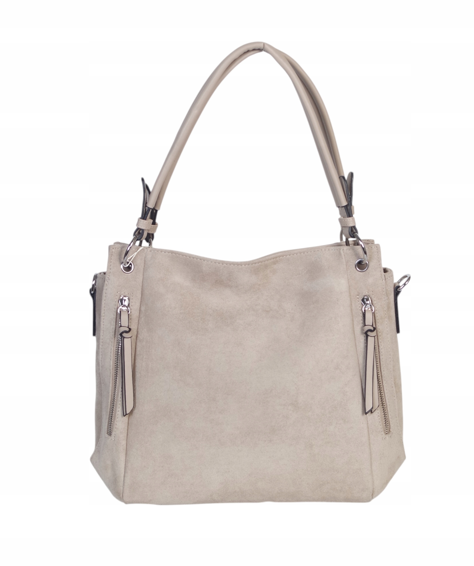 Laphrodite Paris Klasyczna zamszowa kremowa torebka Rączki +Pasek Zamsz